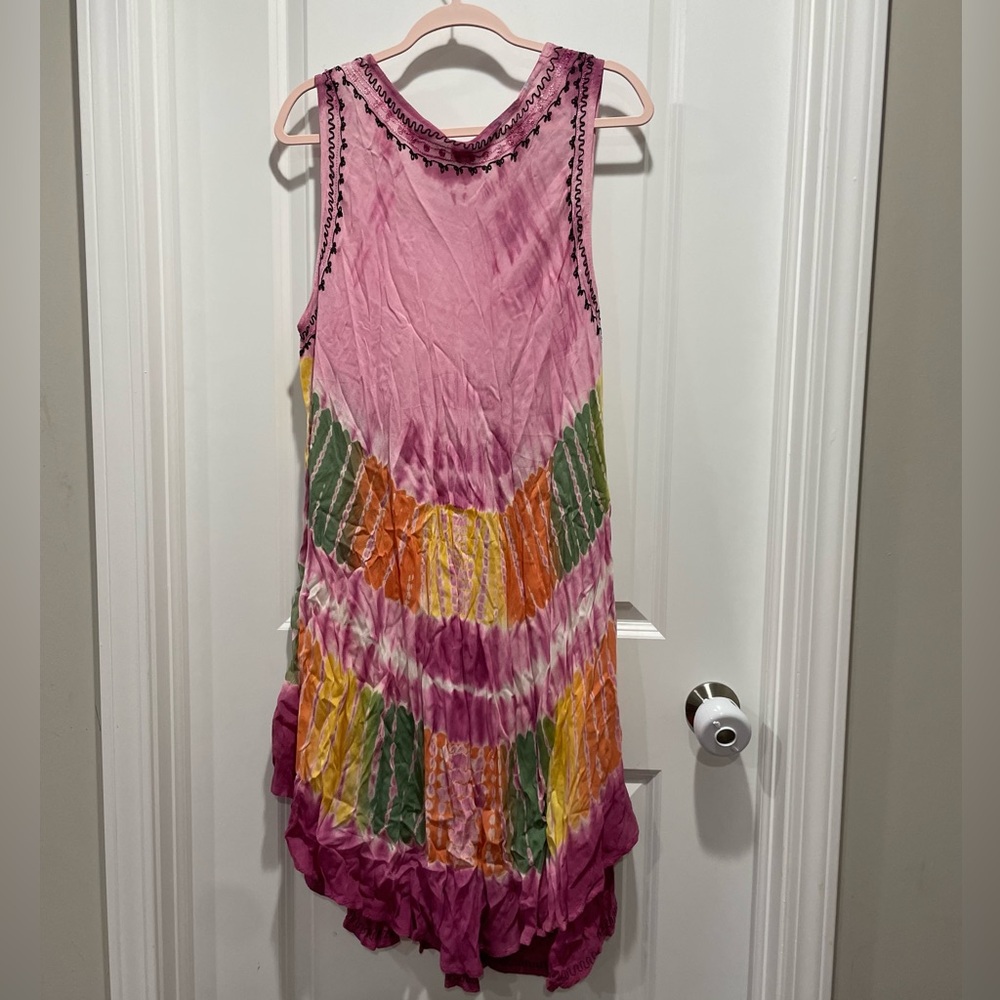 NEW ADVANCE India Bohemian Tie dye Embroidered Dress Free Size One Size - Picture 4 of 5